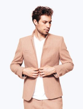 Polyester silk blazer suit for men
